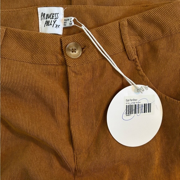 Princess Polly Elijah Brown Corduroy Flare Pants Size 4 New With Rags - Picture 6 of 9